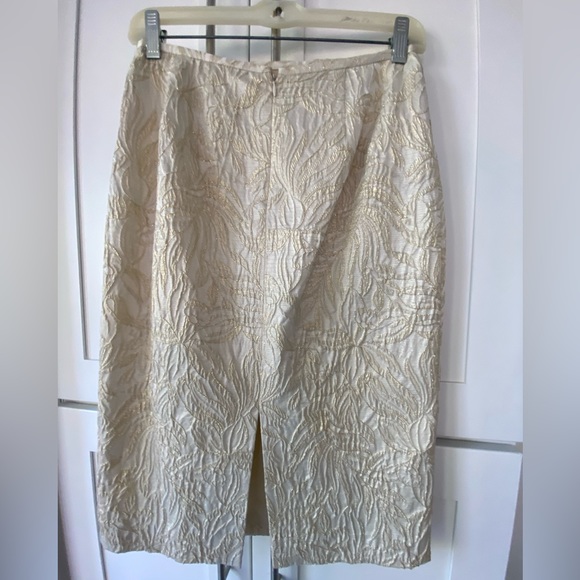 Lafayette 148 New York Gold Floral Jacquard Pencil Skirt $348, Size 4 NWT! - Picture 2 of 5
